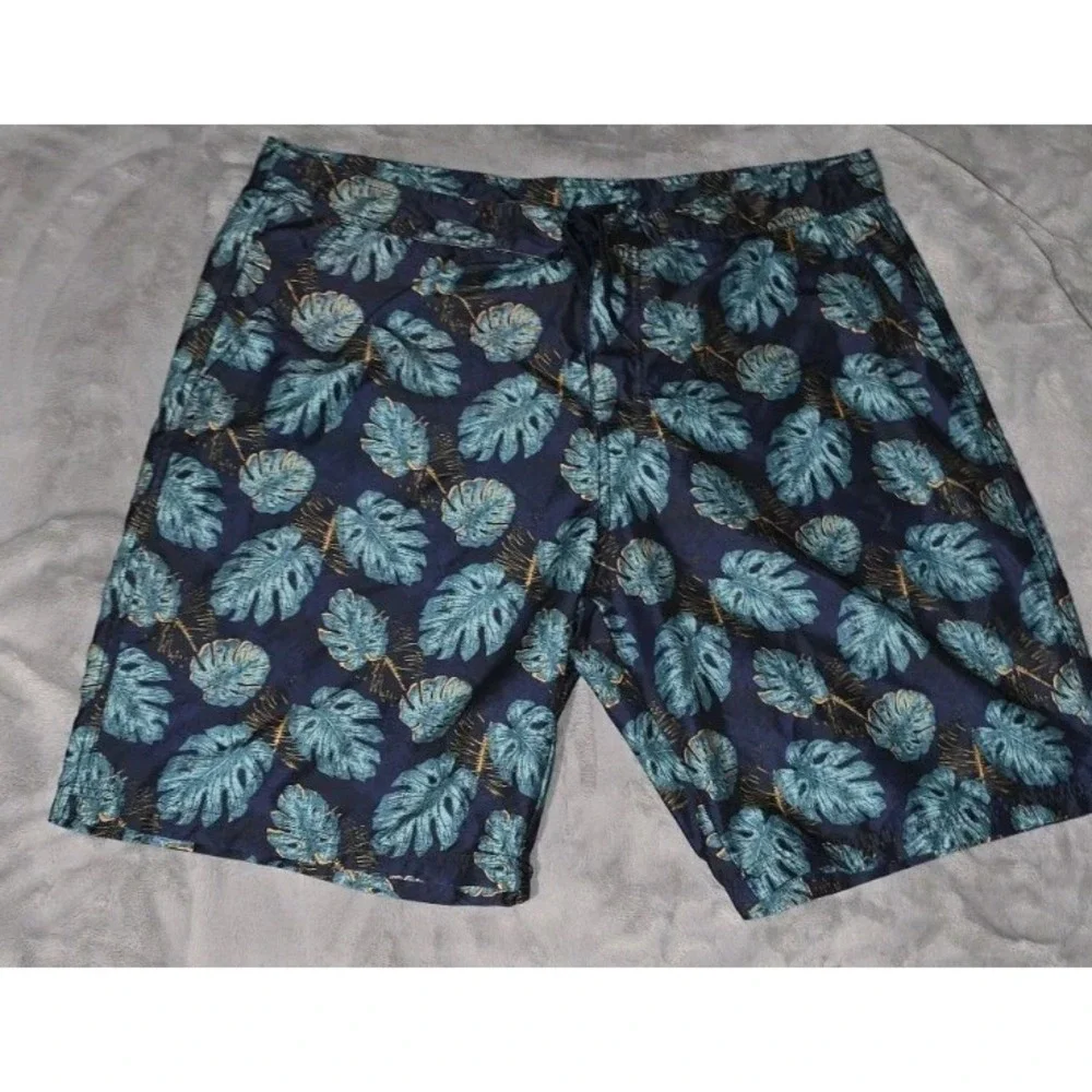 Mountain Warehouse Mens XL Board Shorts Navy Teal Tropical Swim Trunks